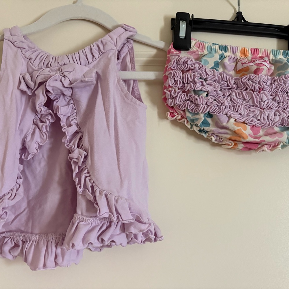 Ruffle Butts Lavender and Floral Kids Matching Set